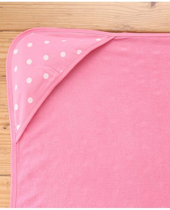 Babyhug Terry Knit Hooded Towel With Polka Dot Print L 76 x B 76 cm - Pink