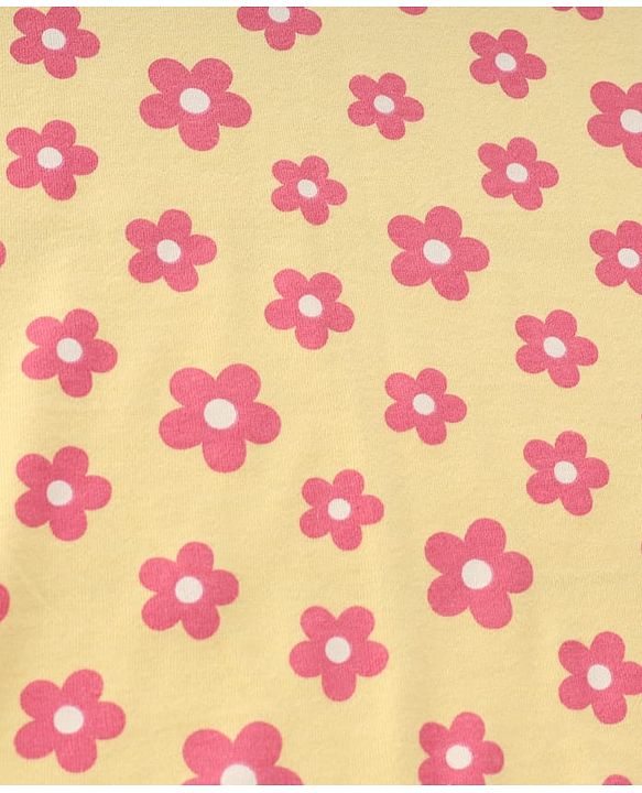 Babyhug Terry Knit Hooded Towel With Floral Print L 76 x B 76 cm - Yellow