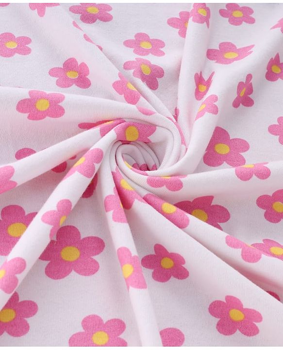 Babyhug Terry Knit Hooded Towel With Floral Print L 76 x B 76 cm - White