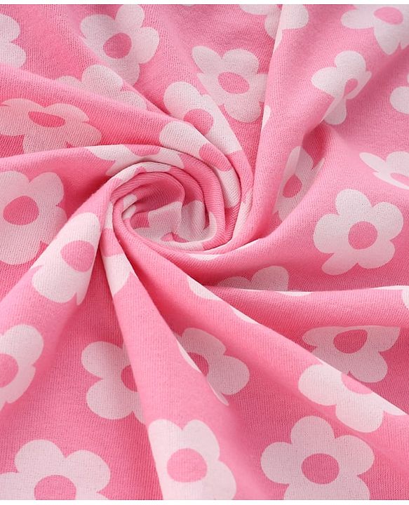 Babyhug Terry Knit Hooded Towel With Floral Print L 76 x B 76 cm - Pink