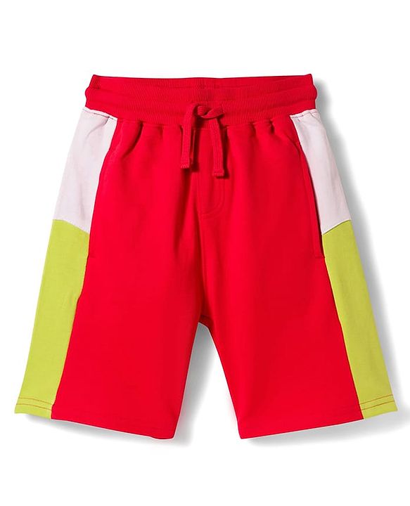Pine Kids Looper Knit Half Sleeves T-Shirt & Shorts Set With Skateboarding Print - Red