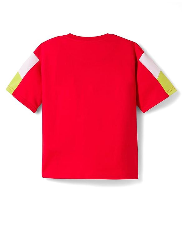 Pine Kids Looper Knit Half Sleeves T-Shirt & Shorts Set With Skateboarding Print - Red