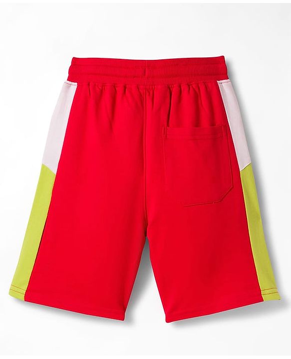 Pine Kids Looper Knit Half Sleeves T-Shirt & Shorts Set With Skateboarding Print - Red