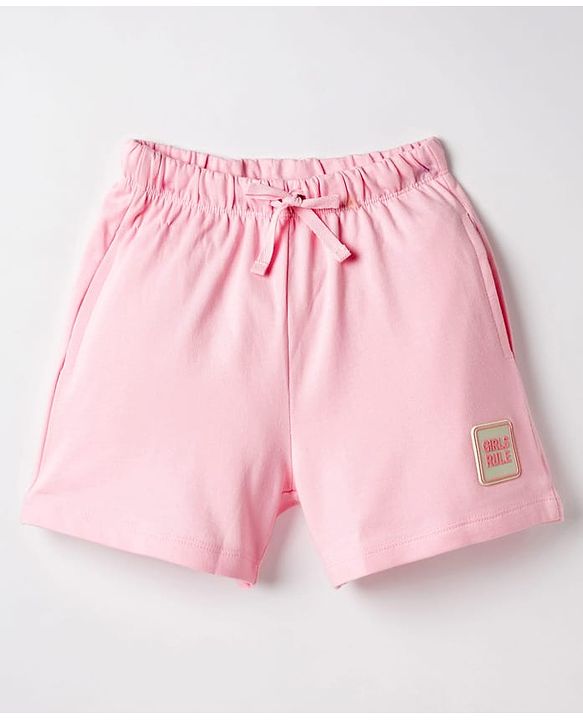 Pine Kids Looper Knit Shorts with Patch Detailing - Pink