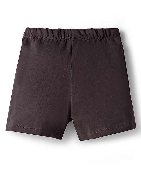 Pine Kids 100% Cotton Knit Solid Shorts With Patch - Black