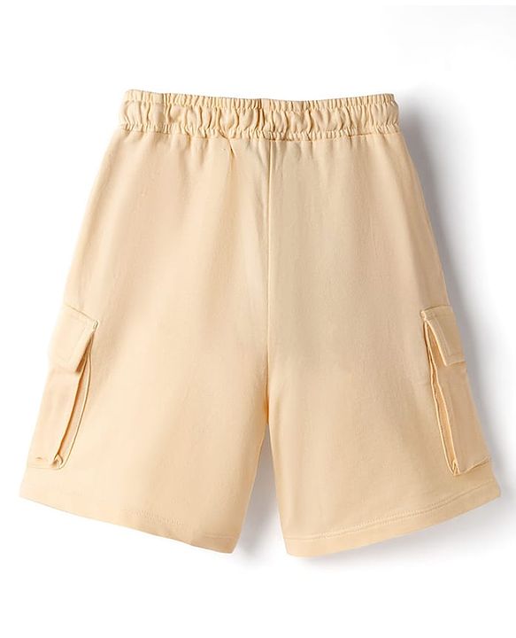 Pine Kids Looper Knit Shorts with Patch Detailing - Cream