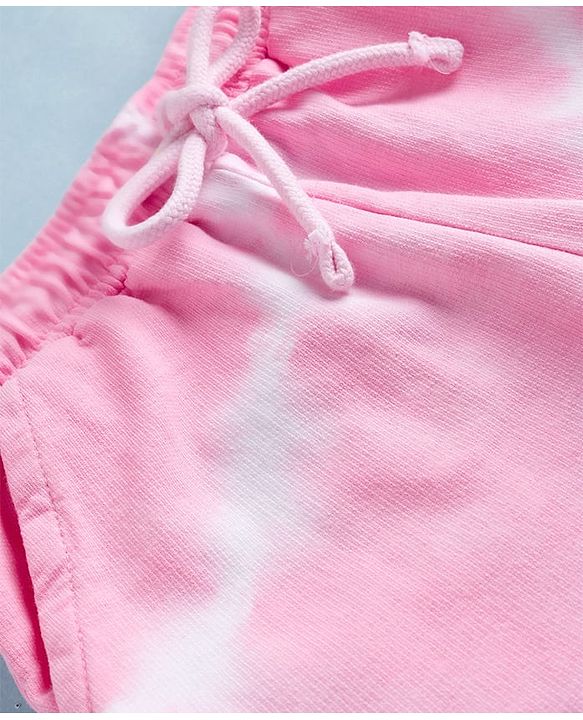 Pine Kids 100% Cotton Knit Text Printed Shorts - Pink