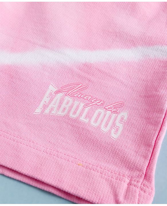 Pine Kids 100% Cotton Knit Text Printed Shorts - Pink
