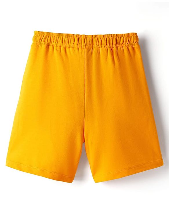 Pine Kids Looper Knit Shorts with Floral Print - Orange