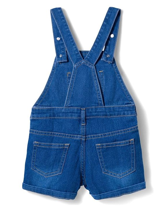Babyhug Single Jersey Knit Half Cap Sleeves Dungaree & T-Shirt with Butterfly Print - Pink & Blue
