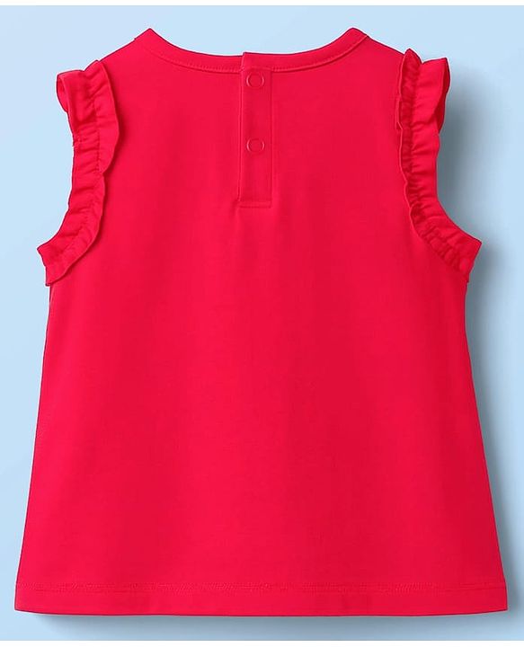 Babyhug Single Jersey Knit Sleeveless Top & Shorts Set with Tropical Theme Print - Red & White