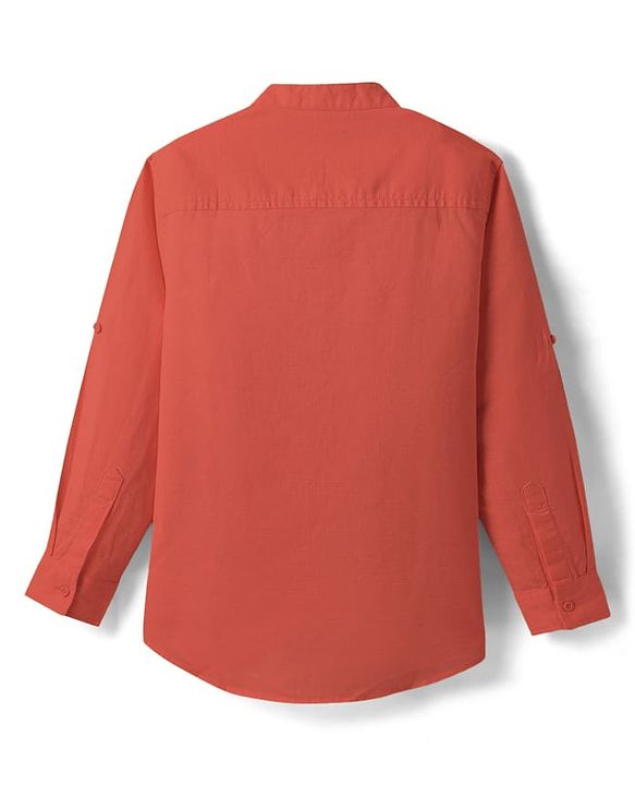 Pine Kids Linen Woven Full Sleeves Solid Shirt - Green