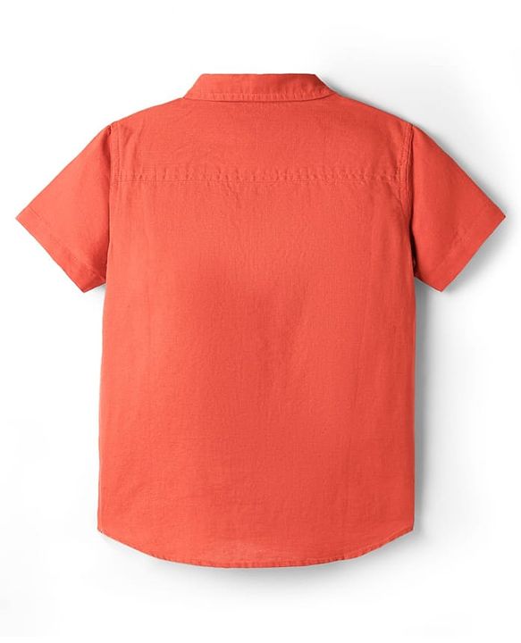 Pine Kids Linen Woven Half Sleeves Solid Shirt - Green