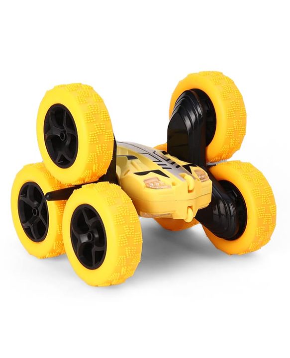 Babyhug Double Flip Sixer Stunt Car with Lights - Yellow| 360° Rotating Flip Action|6-Wheel High-Speed Off-Road Drift Car|2.4 GHz Long Range Remote Control| Type-C Charging| Best Gift for 4+ Year Kids