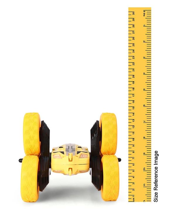 Babyhug Double Flip Sixer Stunt Car with Lights - Yellow| 360° Rotating Flip Action|6-Wheel High-Speed Off-Road Drift Car|2.4 GHz Long Range Remote Control| Type-C Charging| Best Gift for 4+ Year Kids