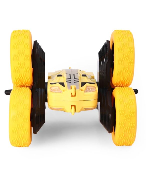 Babyhug Double Flip Sixer Stunt Car with Lights - Yellow| 360° Rotating Flip Action|6-Wheel High-Speed Off-Road Drift Car|2.4 GHz Long Range Remote Control| Type-C Charging| Best Gift for 4+ Year Kids