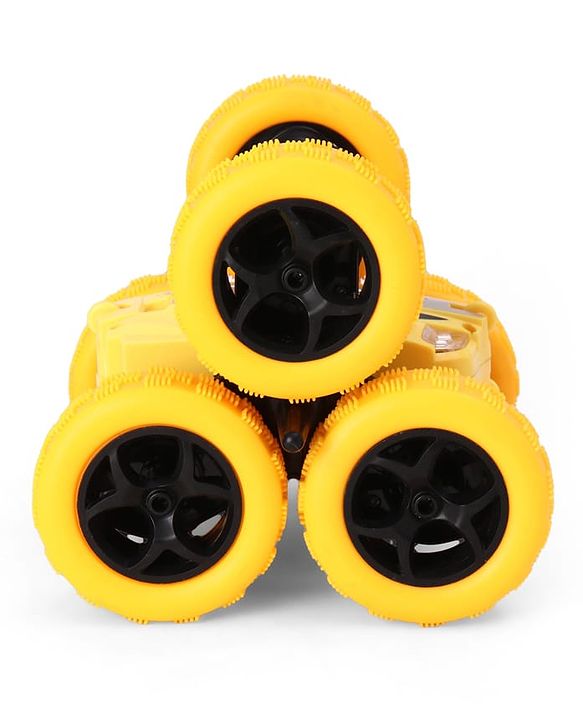 Babyhug Double Flip Sixer Stunt Car with Lights - Yellow| 360° Rotating Flip Action|6-Wheel High-Speed Off-Road Drift Car|2.4 GHz Long Range Remote Control| Type-C Charging| Best Gift for 4+ Year Kids