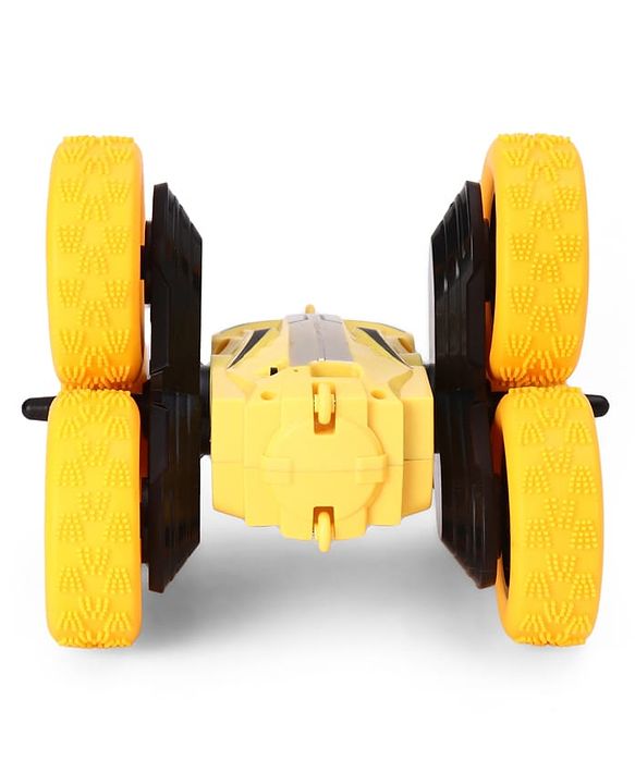 Babyhug Double Flip Sixer Stunt Car with Lights - Yellow| 360° Rotating Flip Action|6-Wheel High-Speed Off-Road Drift Car|2.4 GHz Long Range Remote Control| Type-C Charging| Best Gift for 4+ Year Kids