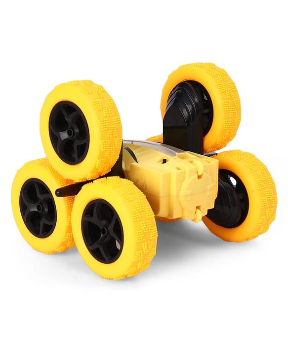 Babyhug Double Flip Sixer Stunt Car with Lights - Yellow| 360° Rotating Flip Action|6-Wheel High-Speed Off-Road Drift Car|2.4 GHz Long Range Remote Control| Type-C Charging| Best Gift for 4+ Year Kids
