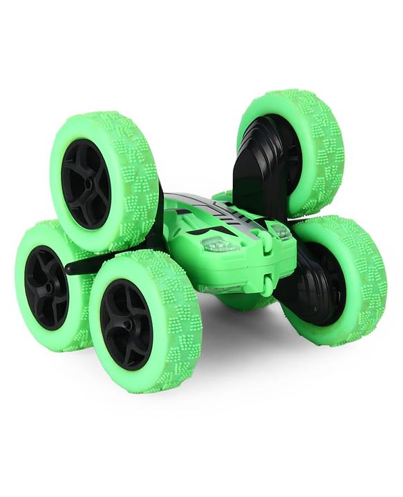 Babyhug Double Flip Sixer Stunt Car with Lights - Yellow| 360° Rotating Flip Action|6-Wheel High-Speed Off-Road Drift Car|2.4 GHz Long Range Remote Control| Type-C Charging| Best Gift for 4+ Year Kids