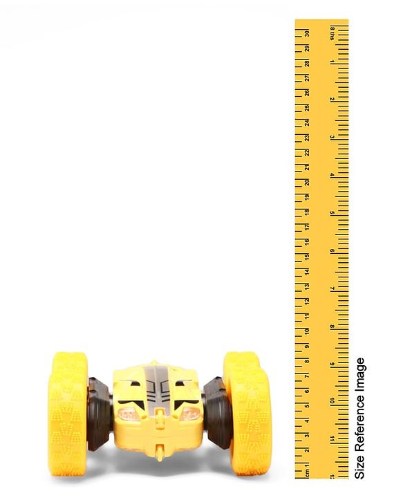 Babyhug Double Flip 360° Stunt Car with Lights - Yellow| 4 Wheel Drive Drift High Speed RC Car| Double Sided Rotating Wheels| 2.4 GHz Long Range Remote| Type-C Charging| Best Gift for 4+ Year Kids