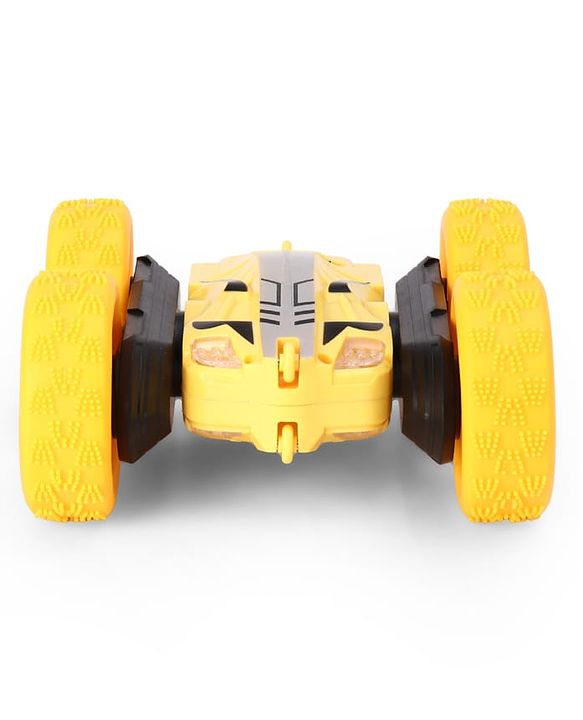 Babyhug Double Flip 360° Stunt Car with Lights - Yellow| 4 Wheel Drive Drift High Speed RC Car| Double Sided Rotating Wheels| 2.4 GHz Long Range Remote| Type-C Charging| Best Gift for 4+ Year Kids