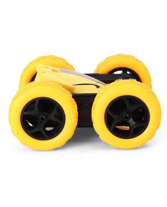 Babyhug Double Flip 360° Stunt Car with Lights - Yellow| 4 Wheel Drive Drift High Speed RC Car| Double Sided Rotating Wheels| 2.4 GHz Long Range Remote| Type-C Charging| Best Gift for 4+ Year Kids
