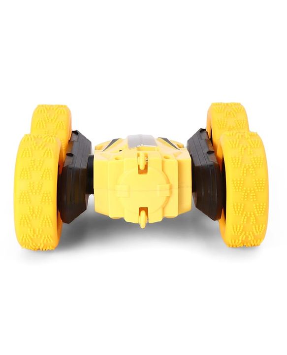 Babyhug Double Flip 360° Stunt Car with Lights - Yellow| 4 Wheel Drive Drift High Speed RC Car| Double Sided Rotating Wheels| 2.4 GHz Long Range Remote| Type-C Charging| Best Gift for 4+ Year Kids