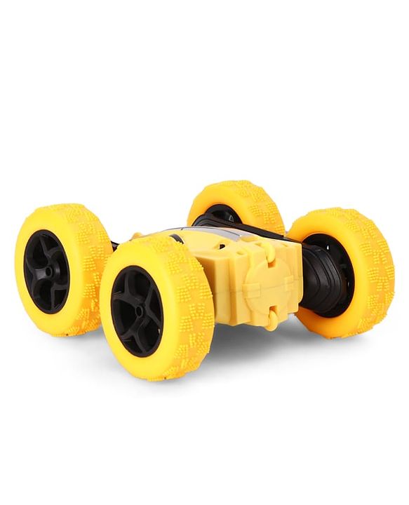 Babyhug Double Flip 360° Stunt Car with Lights - Yellow| 4 Wheel Drive Drift High Speed RC Car| Double Sided Rotating Wheels| 2.4 GHz Long Range Remote| Type-C Charging| Best Gift for 4+ Year Kids