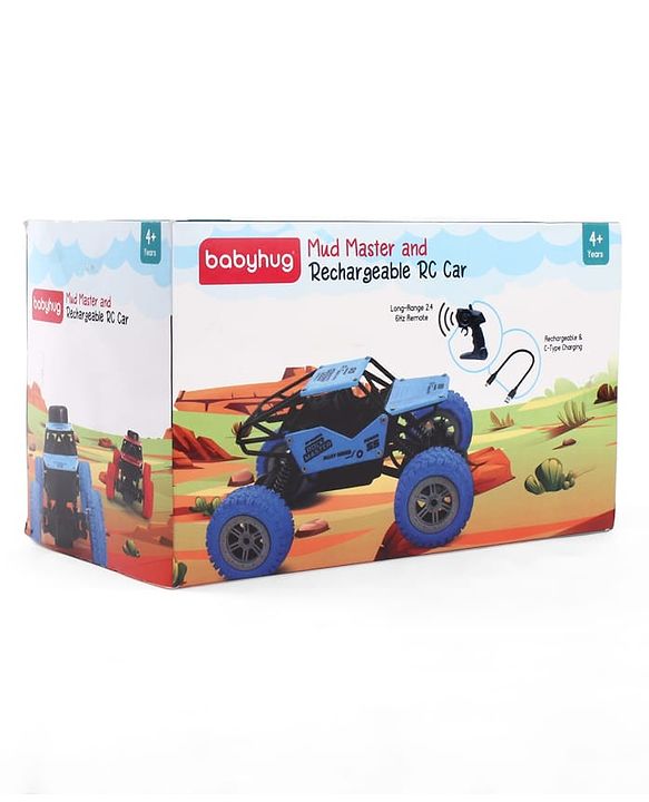 Babyhug Mud Master and Rechargeable RC Car - Red| 4-Wheel Drive System| Designed for All Terrain| Long Range 2.4 GHz Remote| BIS Certified| Gifting Toy| Type-C Charging| Best Gift for 4+ Year Kids