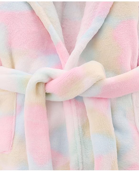 Babyhug Velour Knit Full Sleeves Tie Dyed Hooded Bathrobe - Multicolour