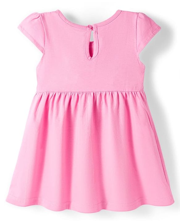 Babyhug Single Jersey Knit Cap Sleeves Frock Floral & Bees Print Pack of 2 -  Blue & Pink