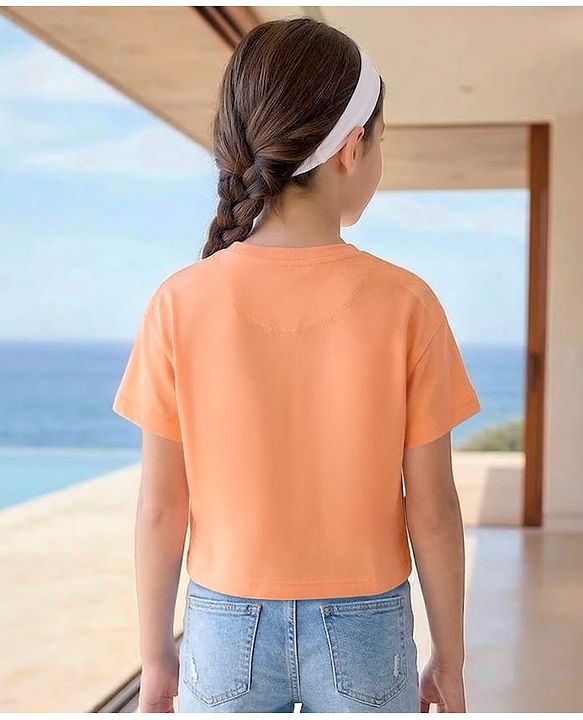 Pine Kids Cotton Knit Half Sleeves T-Shirt With Get It Done Print - Orange