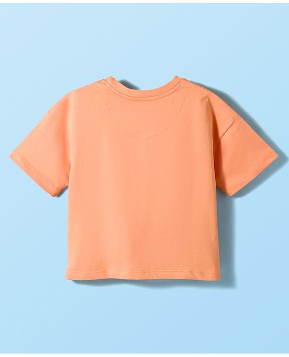 Pine Kids Cotton Knit Half Sleeves T-Shirt With Get It Done Print - Orange