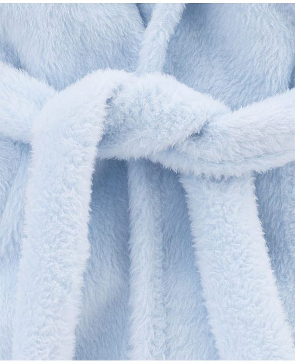 Babyhug Knit Full Sleeves Solid Color Hooded Bathrobe with Ear Applique - Light Blue