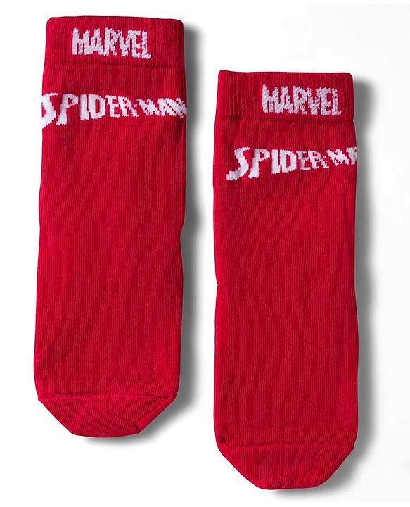 Pine Kids Marvel Non Terry Knit Ankle Length Anti Bacterial Socks With Spider-Man Graphics Pack of 3 - Red Yellow & Blue