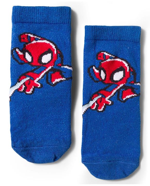 Cute Walk by Babyhug Marvel Non Terry Knit Ankle Length Anti Bacterial Socks With Spider-Man Graphics Pack of 3 - Multicolor