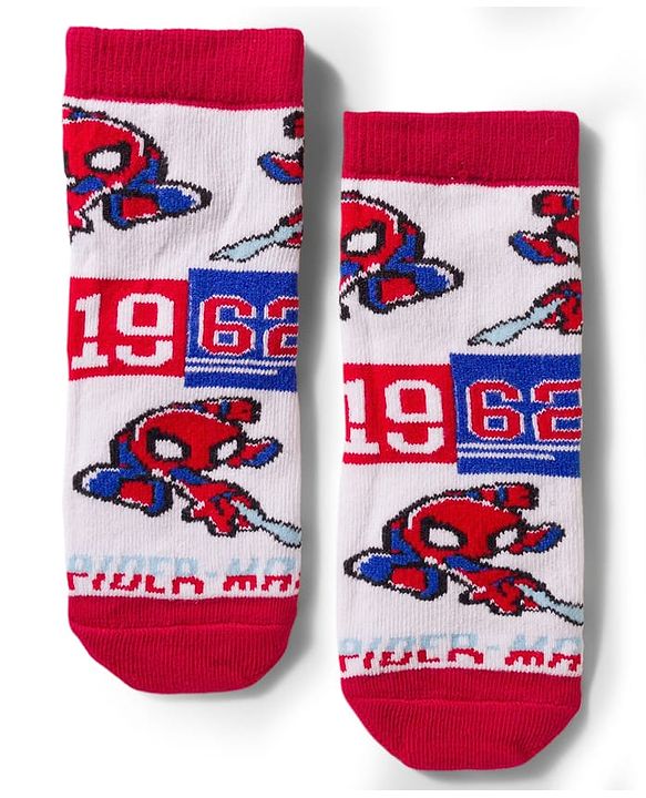 Cute Walk by Babyhug Marvel Non Terry Knit Ankle Length Anti Bacterial Socks With Spider-Man Graphics Pack of 3 - Multicolor