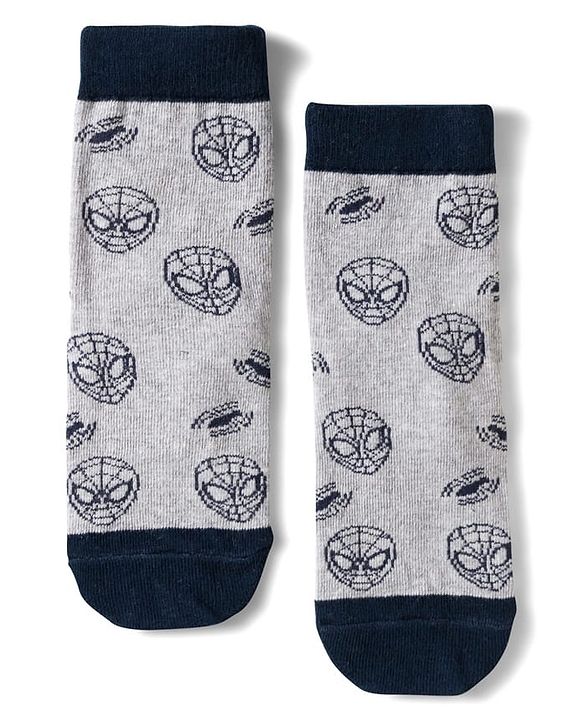 Pine Kids Marvel Non Terry Knit Ankle Length Anti Bacterial Socks With Spider-Man Graphics Pack of 3 - Red Grey & Black