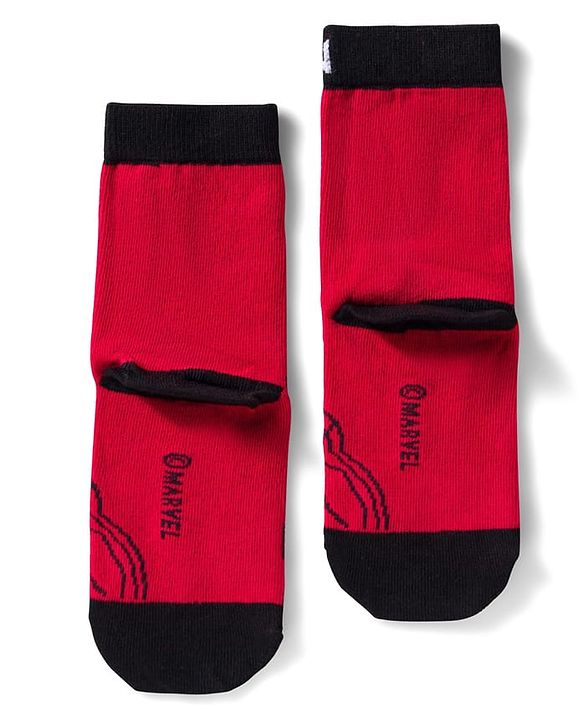 Pine Kids Marvel Non Terry Knit Ankle Length Anti Bacterial Socks With Spider-Man Graphics Pack of 3 - Red Grey & Black
