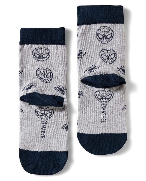 Pine Kids Marvel Non Terry Knit Ankle Length Anti Bacterial Socks With Spider-Man Graphics Pack of 3 - Red Grey & Black