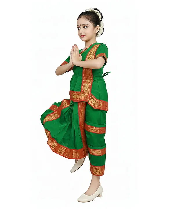 green bharatanatyam dress Bharatnatyam Green Color Dance Costume main image 0