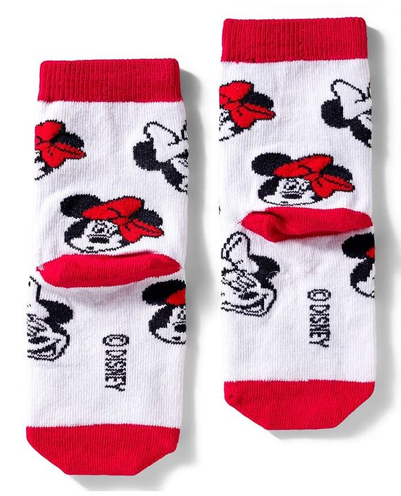 Cute Walk by Babyhug Disney Knit Ankle Length Socks With Minnie Mouse Graphics Pack Of 3 - Dark Pink White & Sea Green