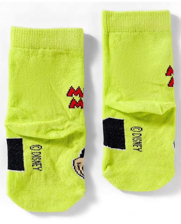 Cute Walk by Babyhug Disney  Knit Ankle Length Anti Bacterial Socks With Mickey Mouse & Friends Print Pack Of 3 - Red Light Blue & Yellow