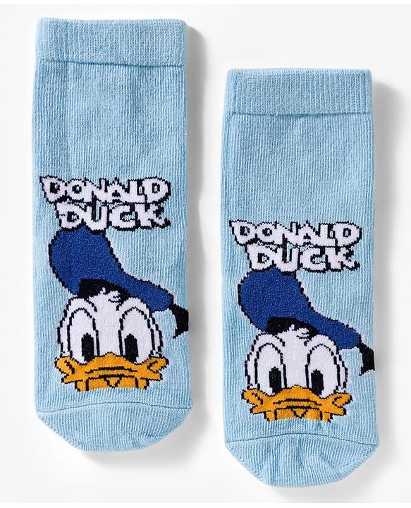 Cute Walk by Babyhug Disney  Knit Ankle Length Anti Bacterial Socks With Mickey Mouse & Friends Print Pack Of 3 - Red Light Blue & Yellow