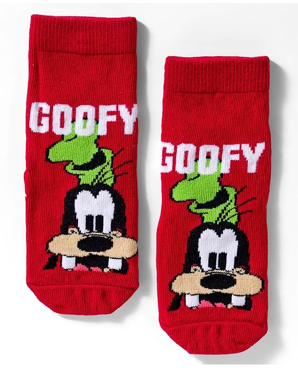 Cute Walk by Babyhug Disney  Knit Ankle Length Anti Bacterial Socks With Mickey Mouse & Friends Print Pack Of 3 - Red Light Blue & Yellow