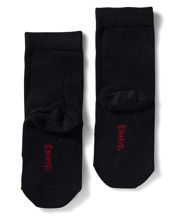 Pine Kids Marvel Non Terry Knit Ankle Length Anti Bacterial Socks With Spider-Man Graphics Pack of 3 - Red & Black