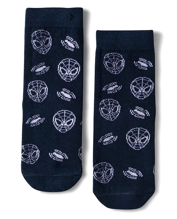 Pine Kids Marvel Non Terry Knit Ankle Length Anti Bacterial Socks With Spider-Man Graphics Pack of 3 - Red & Black