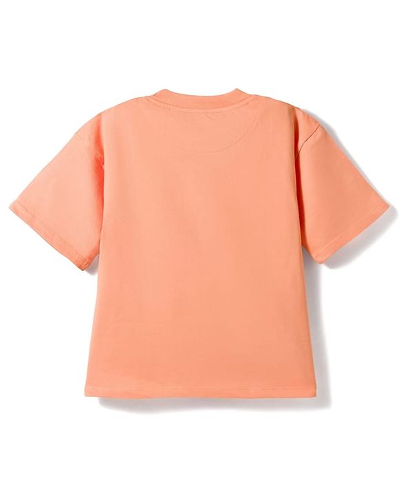 Pine Kids 100% Cotton Knit Half Sleeves Beach Theme Printed T-Shirt - Orange