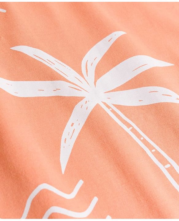 Pine Kids 100% Cotton Knit Half Sleeves Beach Theme Printed T-Shirt - Orange